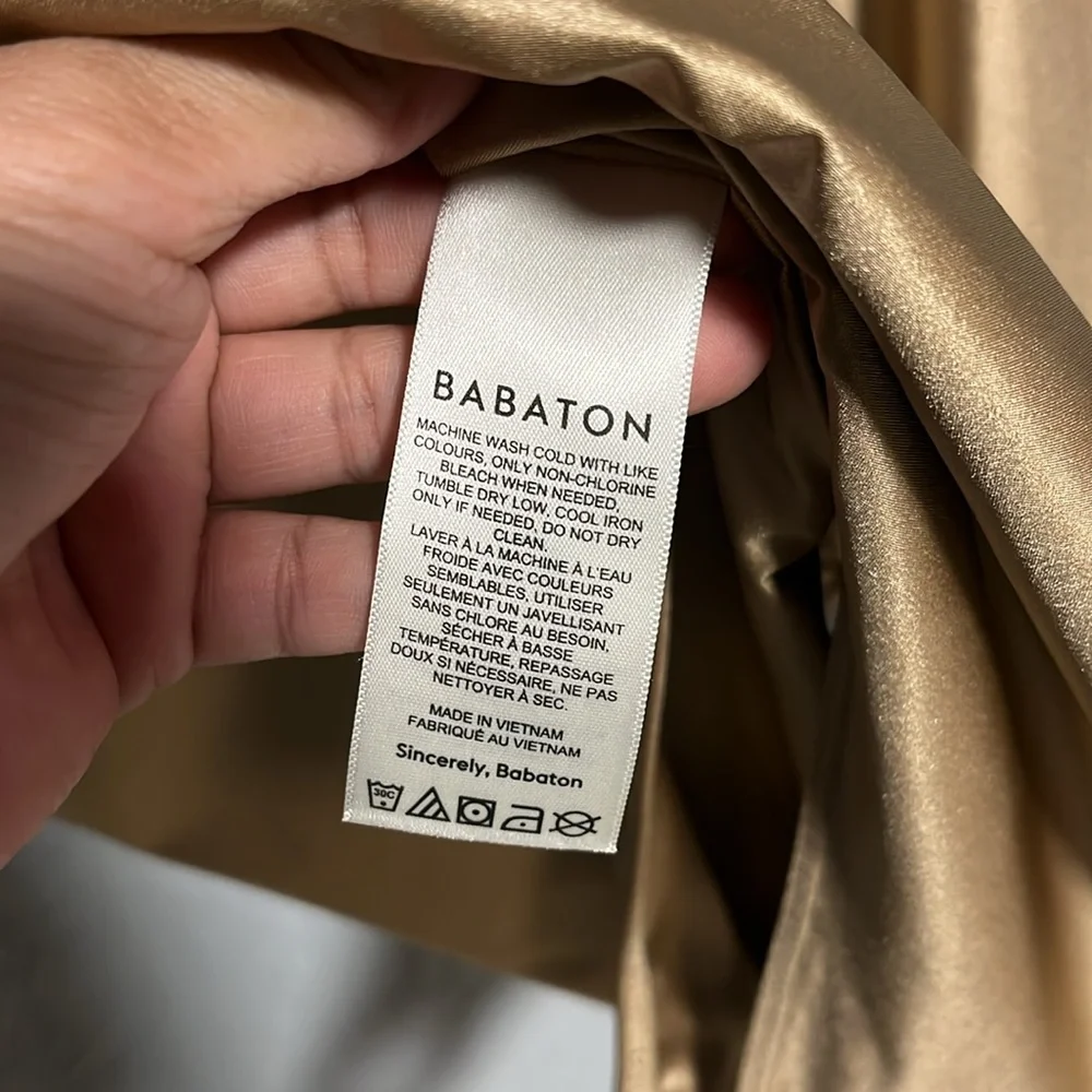 Babaton Aritzia Satinette Gold Long Sleeve Bodysuit Large - Picture 6 of 6